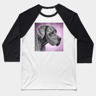 Painting of Majestic Great Dane on a Purple Background Baseball T-Shirt